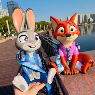 Disney 疯狂动物城2周边尼克朱迪造型杯水杯玩偶杯子 迪士尼正版