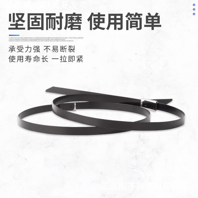 304喷塑不锈钢扎带自锁式耐高温4.6*300mm黑色金属定型