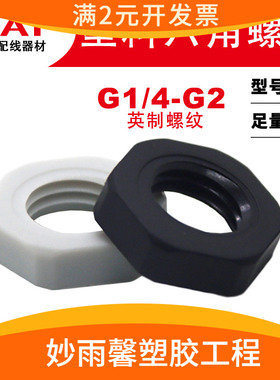 尼龙塑料六角螺母G1/2锁母4分/6分/1寸螺丝并母DN15/20/25 G3/4