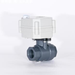 4分微型电动阀三线两控带手动两通PVC耐腐蚀塑料智能阀门DN15