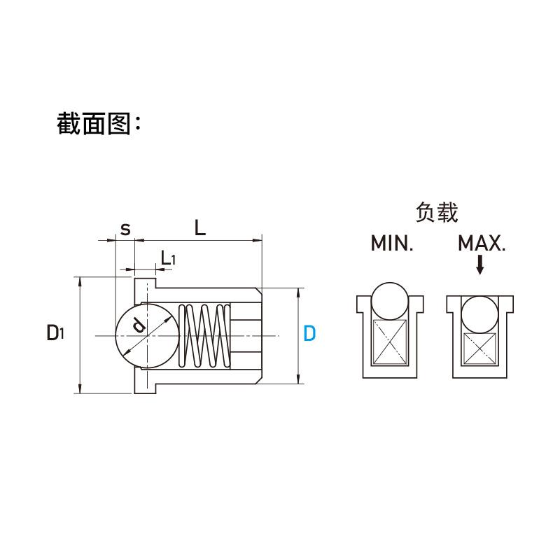 球头柱塞304不锈钢压入式定位珠碰珠光身弹簧波珠螺丝PFSSR/GN614