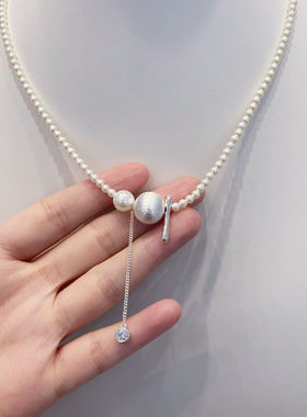 2025拉丝项链吊坠Y链女ins高级感轻奢气质锁骨链网红爆款