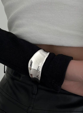 银色光面不规则弧形手镯女春夏ins冷淡风高级感手环时尚气质手饰