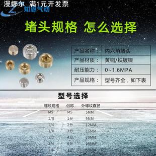 内六角堵头闷头堵气动堵头电磁阀堵头铁堵头铜堵头不锈钢堵头