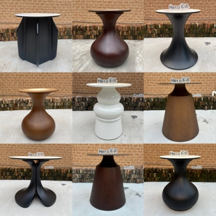 圆桌桌腿支架实木桌子腿餐桌大理石座奢石异形实木桌腿中式圆锥