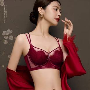 月里柔珠文胸软钢圈薄国风双细肩带性感网纱聚拢美背BC杯内衣196