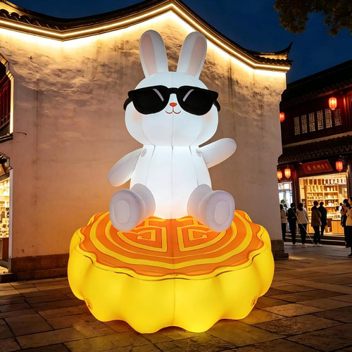 大型充气发光月球星球气模宇航员中秋月兔美陈音乐节装饰道具定制
