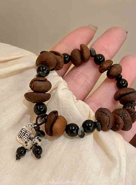 新中式咖啡豆碎银手串情侣