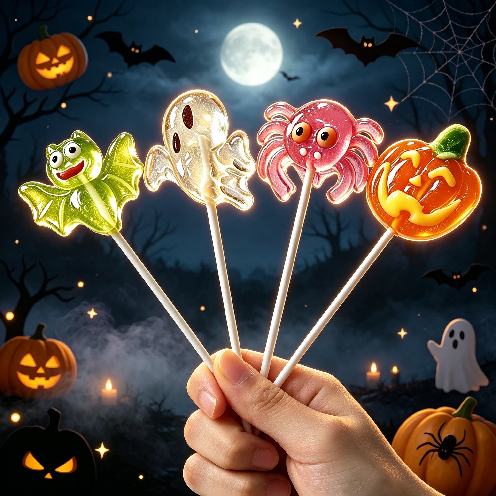 万圣节糖果棒棒糖创意礼物可爱搞怪巫婆高颜值硬糖礼盒Halloween