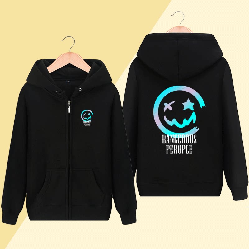 新款薛之谦dsp纸袋人logo印花同款连帽开衫卫衣男女宽松夹克外套