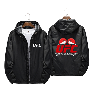 UFC格斗MMA综合格斗连帽上衣男女2021秋冬加绒新款冲锋衣夹克外套