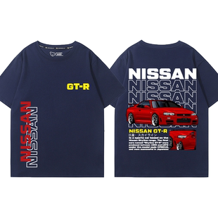 日产尼桑GTR战神R35R34改装车队短袖男女夏季纯棉百搭潮流T恤衣服