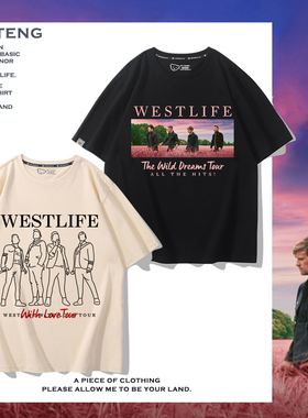 西城男孩 Westlife演唱会周边t恤夏季男女夏季纯棉百搭休闲T恤潮