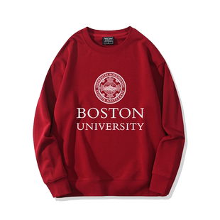 Boston University 波士顿大学圆领卫衣男女校服学生字母印花衣服