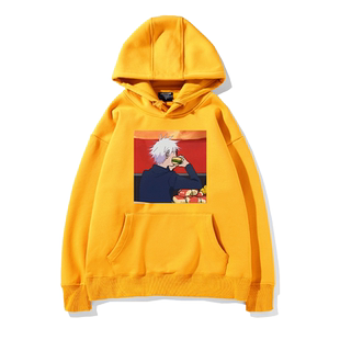 咒术回战五条悟狗卷棘周边吃汉堡搞笑日系连帽卫衣宽松百搭上衣服
