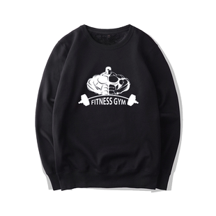 CROSSFIT FITNESS肌肉哑铃运动健身健美训练服圆领卫衣休闲上衣服