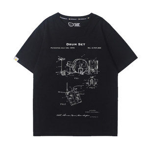 沉迷练鼓摇滚T恤架子鼓演出服男女爵士乐短袖乐队鼓手乐器可定制