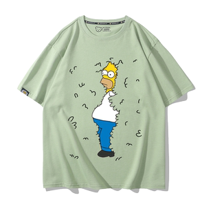 The Simpsons辛普森一家联名周边纯棉T恤男女夏季宽松百搭短袖潮