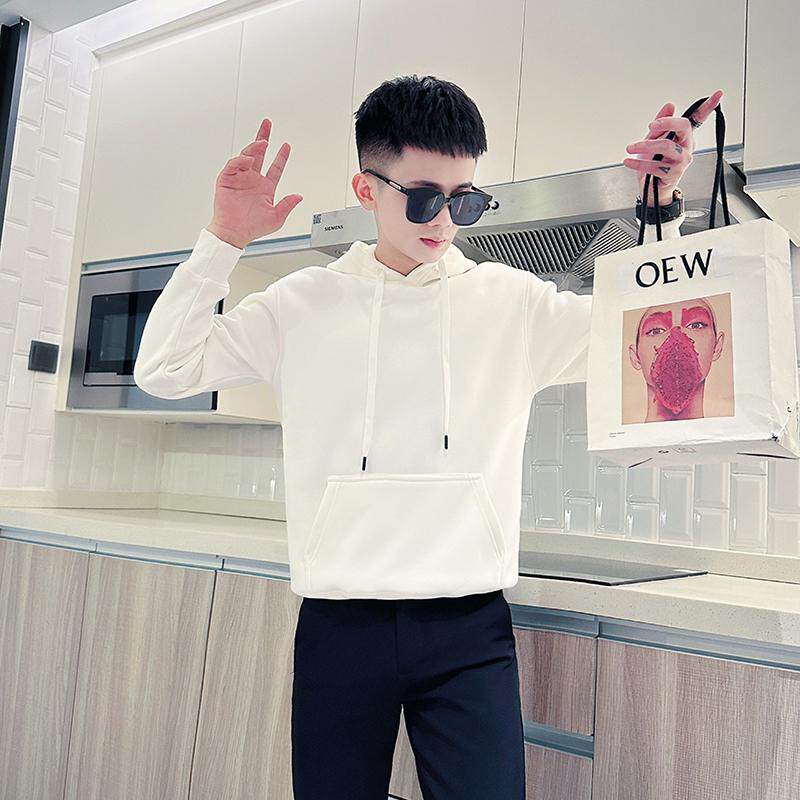 白色卫衣男款2024新款秋冬季潮牌连帽长袖冬装男士加绒外套上衣服