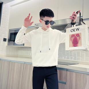 白色卫衣男款2024新款秋冬季潮牌连帽长袖冬装男士加绒外套上衣服