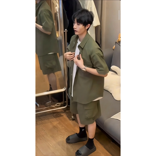 2025夏季新款韩版休闲夏日穿搭套装男女简约时尚短袖短裤两件套