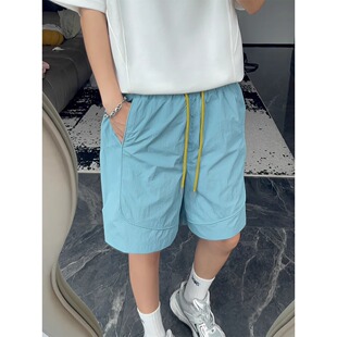 夏季多巴胺冰丝速干短裤男夏季薄款三防中裤美式运动休闲五分裤潮