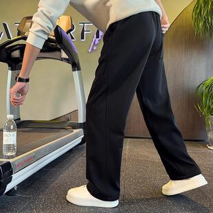 冬季2024新款运动卫裤男士潮牌百搭直筒宽松休闲裤加绒加厚弯刀裤