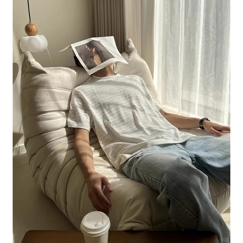 2025夏季肌理感白色纹路短袖T恤男宽松休闲百搭半袖高级痞帅上衣