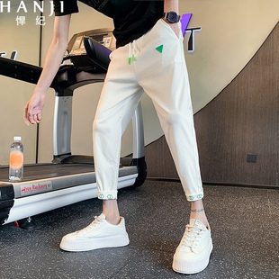 裤子男士春秋潮牌痞帅炸街修身小脚九分男装2025新款休闲哈伦长裤