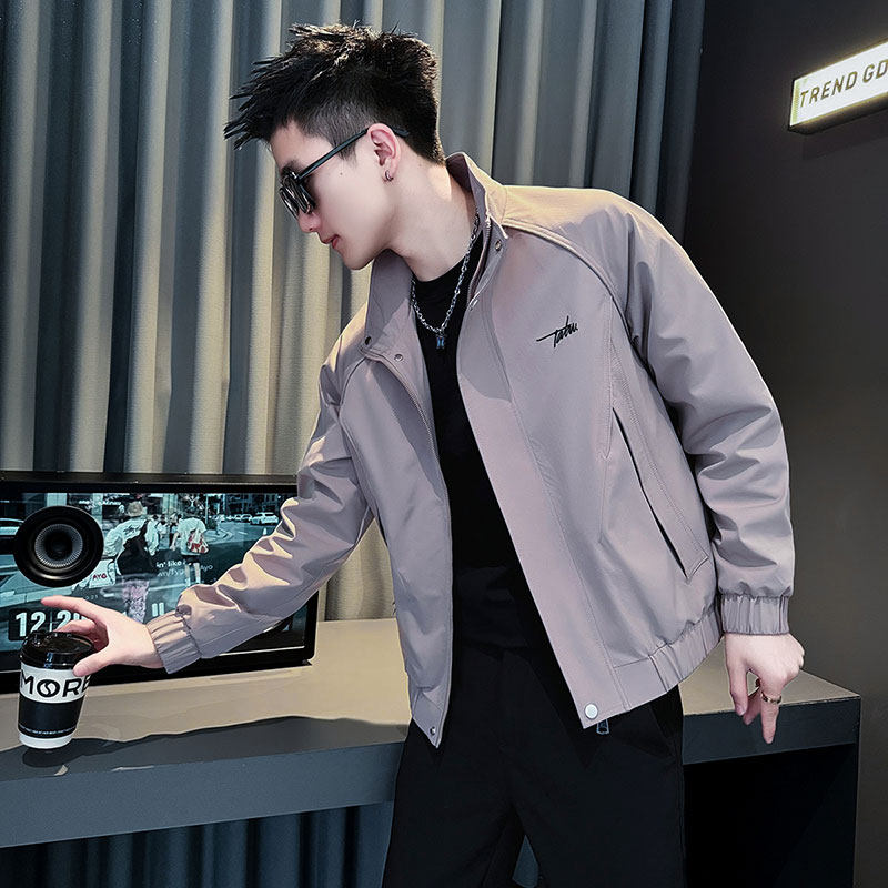 高级感夹克外套男士潮流痞帅立领春季新款韩版修身男装时尚上衣服