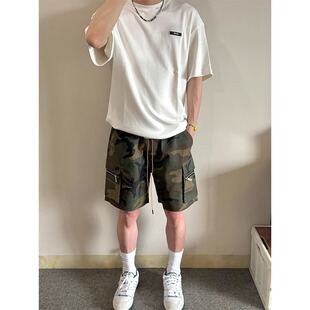 2025夏季新款军绿色迷彩短裤男款美式高街直筒百搭阔腿裤五分裤子