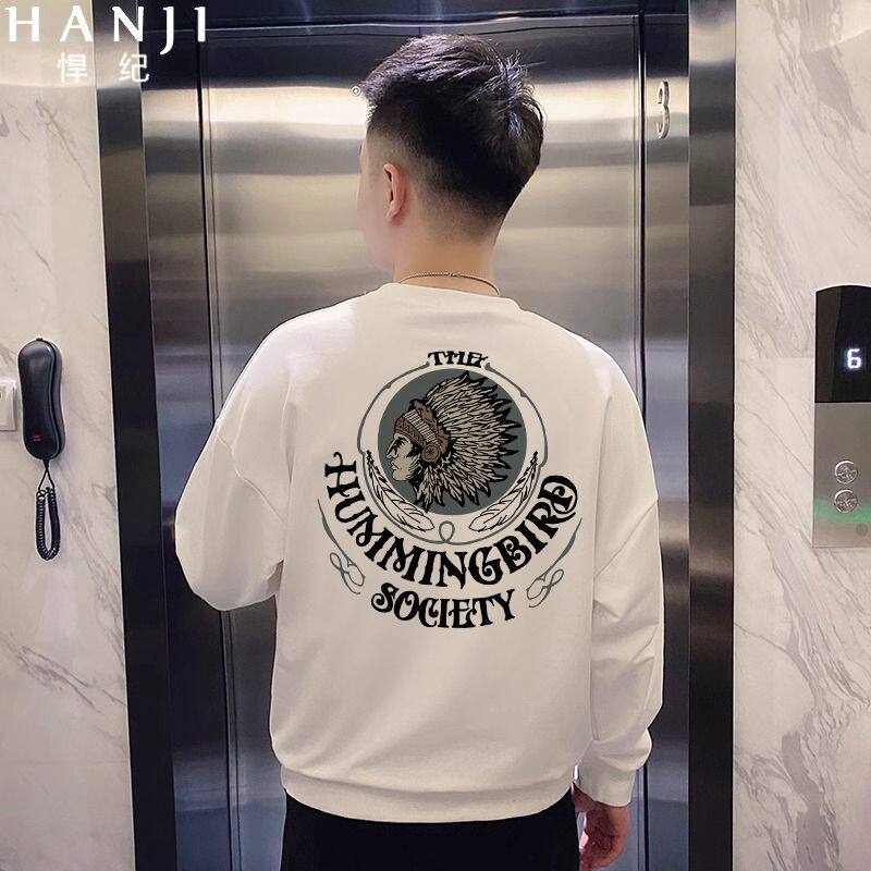 春秋季新款男士白色运动卫衣2024爆款潮牌高级感男装休闲外套上衣