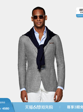 奥莱SUITSUPPLY浅灰色亚麻商务休闲男士西装上衣