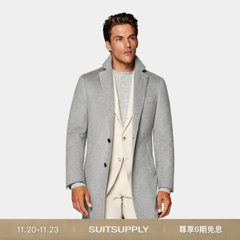 Suitsupply浅灰色羊绒大衣外套