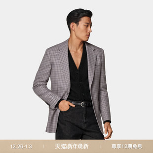 SUITSUPPLY西服外套灰褐色羊毛格纹男士 上衣休闲 西装