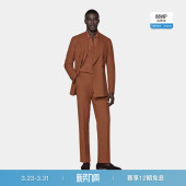 套装 SUITSUPPLY深橙色羊毛桑蚕丝混纺男士 双排扣西装