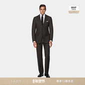 套装 SUITSUPPLY 深棕色羊毛混纺人字纹西装