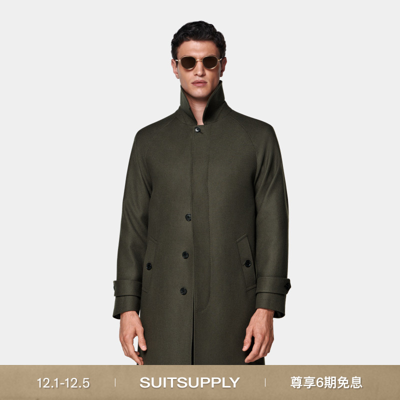 25秋冬新品SUITSUPPLY-绿色羊毛混纺商务休闲大衣外套