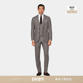 SUITSUPPLY灰褐色羊毛山羊绒混纺千鸟格西装 三件套