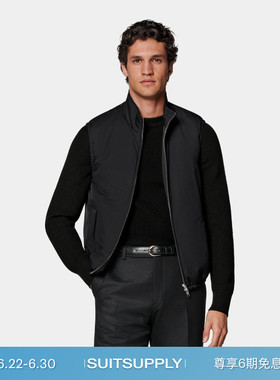 SUITSUPPLY黑色男士拉链背心马甲休闲