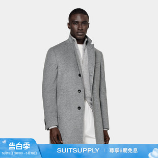 SUITSUPPLY冬季 毛呢大衣单排扣羊毛Vicenza外套商务 浅灰色男士