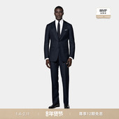 套装 SUITSUPPLY 藏青色羊毛格纹身型商务休闲西装