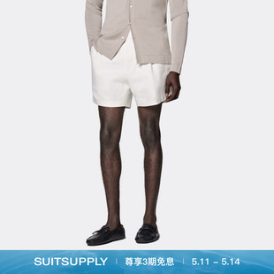 SUITSUPPLY米白色棉直筒阔腿男士 休闲短裤 新款 24夏季