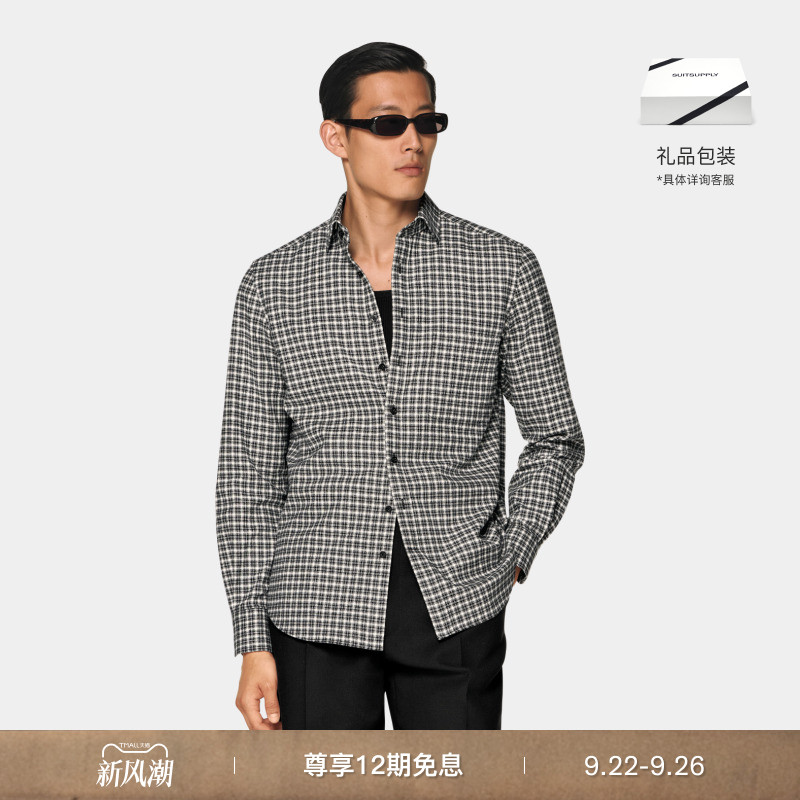 SUITSUPPLY黑色棉衬衫