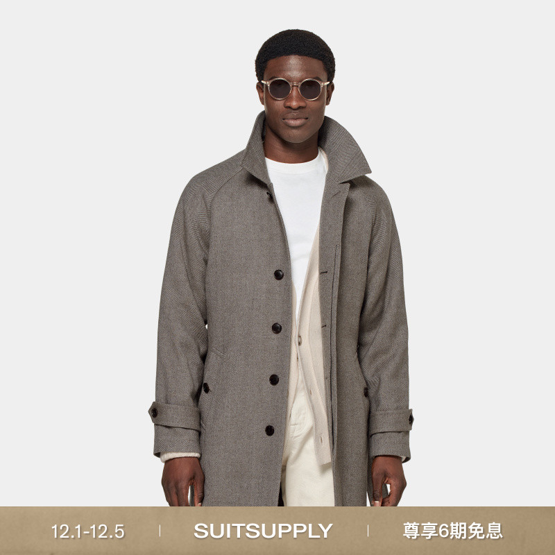 Suitsupply灰褐色羊毛混纺外套