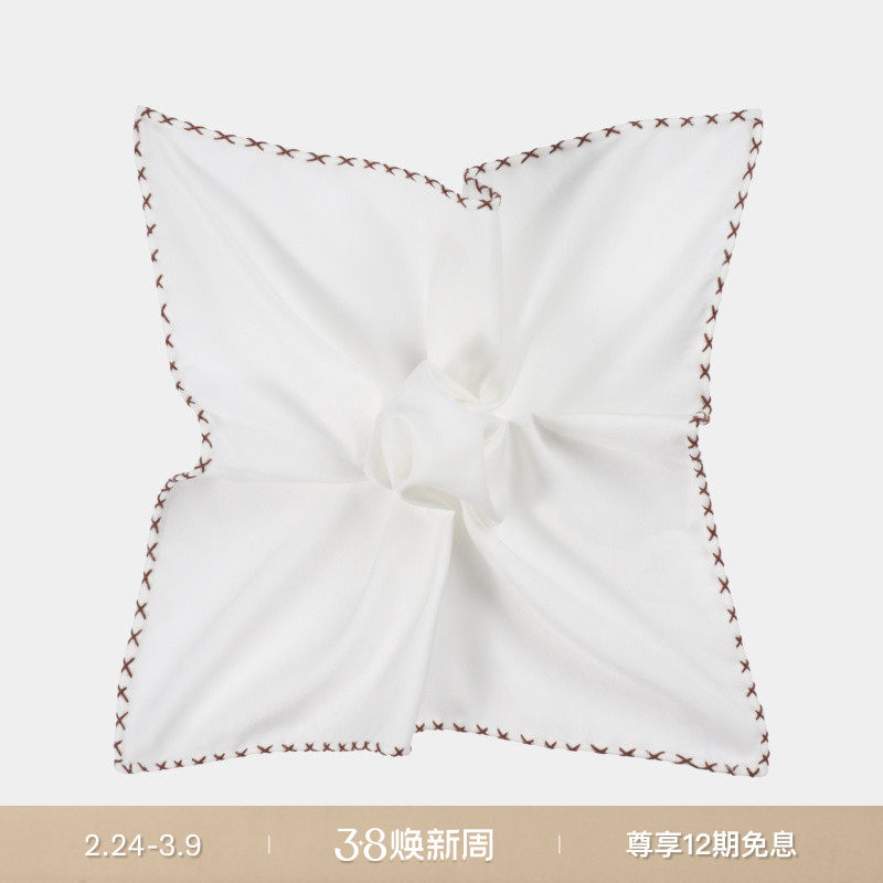 SUITSUPPLY白色棉桑蚕丝混纺口袋巾西服搭配商务正式