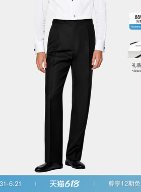26夏季新品SUITSUPPLY黑色S110支羊毛直筒阔腿礼服长裤