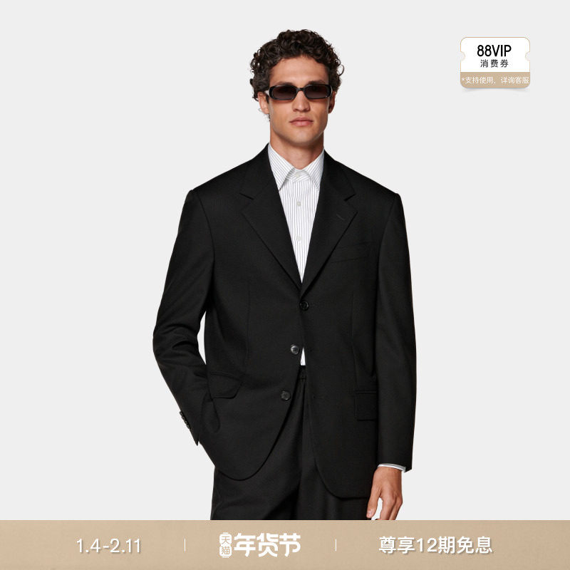 25秋冬新品SUITSUPPLY-黑色羊毛商务休闲西装上衣,男装,休闲西服,淘宝优惠券,粉丝福利购,淘宝优惠卷
