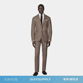 套装 SUITSUPPLY西服中棕色羊毛桑蚕丝混纺合体身型男士 西装
