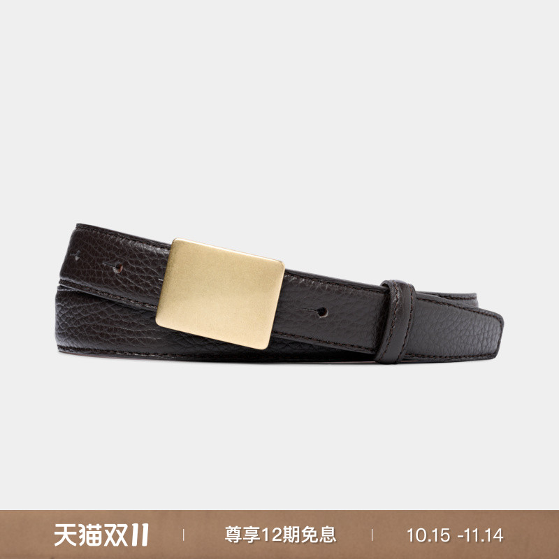SUITSUPPLY深棕色牛皮革男士皮带气质商务休闲
